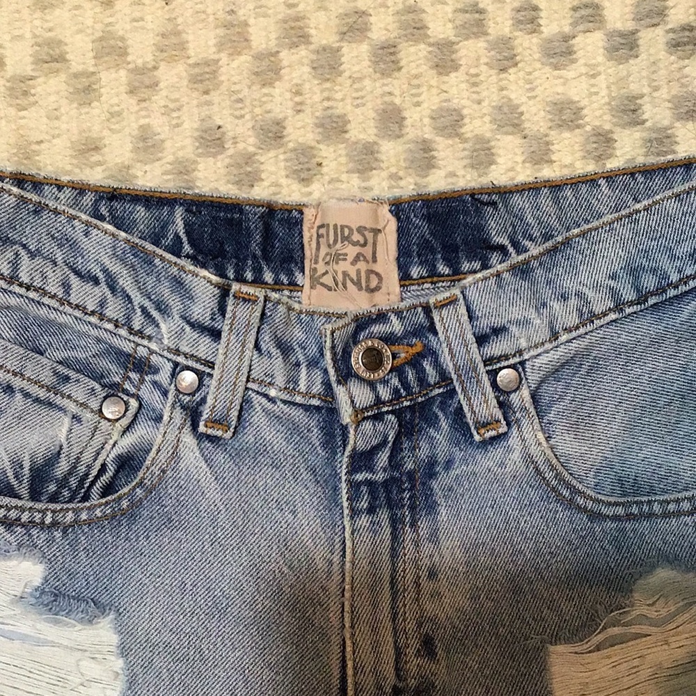 LF/Levi Furst High Waisted Distressed Denim Shorts - Picture 3 of 4